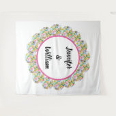 Roze bloemrijke romantische trouw achtergrond wandkleed (Voorkant (horizontaal))