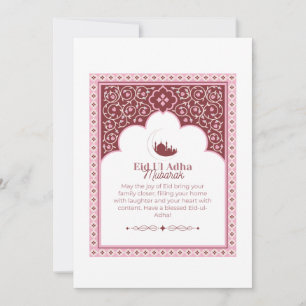 Roze Bloemrijke Sierlijke Eid-ul-Adha Mubarak Kaar Kaart