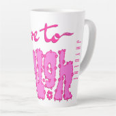 Roze bloemrijke tekst slogan met naam latte mok (Rechterhoek)