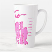 Roze bloemrijke tekst slogan met naam latte mok (Rechts)