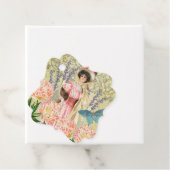 Roze Bloemrijke Victoriaanse Vrouw Regency Bedankjes Labels (In situ)