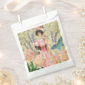 Roze Bloemrijke Victoriaanse Vrouw Regency Bedankzakje (Geknipt)