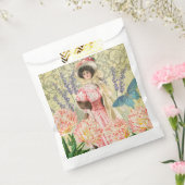 Roze Bloemrijke Victoriaanse Vrouw Regency Bedankzakje (Gezegeld)