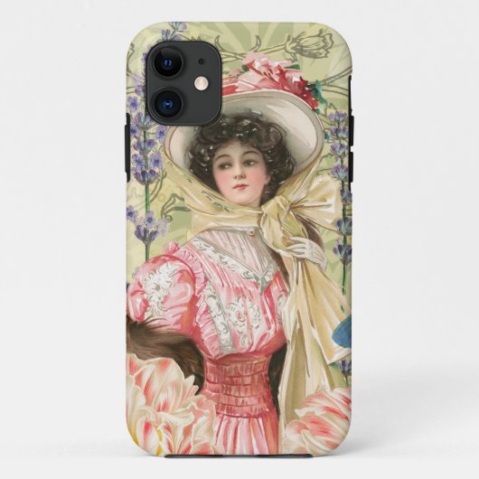 Roze Bloemrijke Victoriaanse Vrouw Regency Case-Mate iPhone Case (Achterkant)