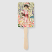 Roze Bloemrijke Victoriaanse Vrouw Regency Handwaaier (Achterkant)