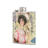 Roze Bloemrijke Victoriaanse Vrouw Regency Heupfles (Links)