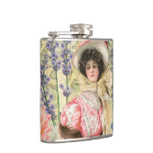 Roze Bloemrijke Victoriaanse Vrouw Regency Heupfles (Rechts)