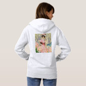 Roze Bloemrijke Victoriaanse Vrouw Regency Hoodie (Achterkant volledig)