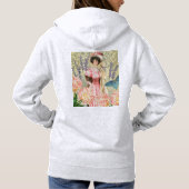Roze Bloemrijke Victoriaanse Vrouw Regency Hoodie (Achterkant)