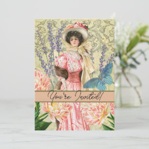 Roze bloemrijke victoriaanse vrouw Regency Kaart