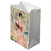 Roze Bloemrijke Victoriaanse Vrouw Regency Medium Cadeauzakje (Voorkant Gekanteld)