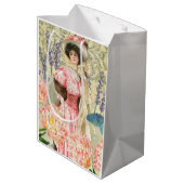 Roze Bloemrijke Victoriaanse Vrouw Regency Medium Cadeauzakje (Achterkant Gekanteld)