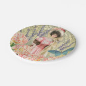 Roze Bloemrijke Victoriaanse Vrouw Regency Papieren Bordje (Gekanteld)
