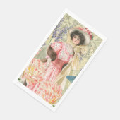 Roze Bloemrijke Victoriaanse Vrouw Regency Servet (Hoek)