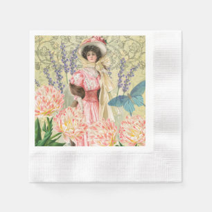 Roze Bloemrijke Victoriaanse Vrouw Regency Servet