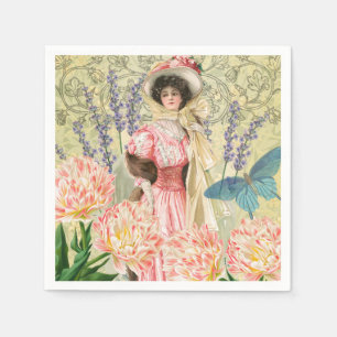 Roze Bloemrijke Victoriaanse Vrouw Regency Servet