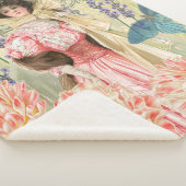 Roze Bloemrijke Victoriaanse Vrouw Regency Sherpa Deken (3/4)