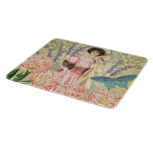 Roze Bloemrijke Victoriaanse Vrouw Regency Snijplank (Hoek)