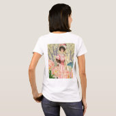 Roze Bloemrijke Victoriaanse Vrouw Regency T-shirt (Achterkant volledig)