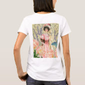 Roze Bloemrijke Victoriaanse Vrouw Regency T-shirt (Achterkant)