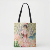 Roze Bloemrijke Victoriaanse Vrouw Regency Tote Bag (Voorkant)