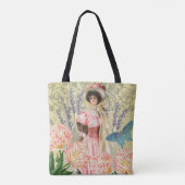Roze Bloemrijke Victoriaanse Vrouw Regency Tote Bag (Achterkant)