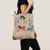 Roze Bloemrijke Victoriaanse Vrouw Regency Tote Bag (Dichtbij)