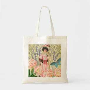 Roze Bloemrijke Victoriaanse Vrouw Regency Tote Bag
