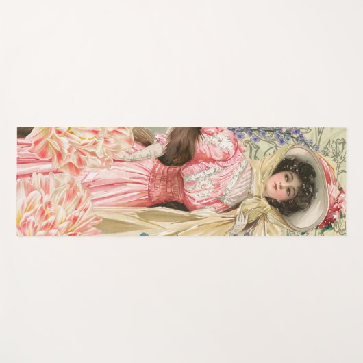 Roze Bloemrijke Victoriaanse Vrouw Regency Yogamat (Voorkant (horizontaal))