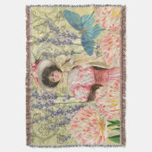 Roze Bloemrijke Victoriase Vrouw Regency Deken (Voorkant Verticaal)