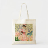Roze Bloemrijke Victoriase Vrouw Regency Tote Bag (Voorkant)