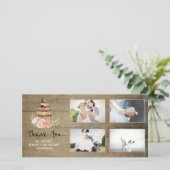 Roze bloemrijke wijnvat rustieke dank je trouwdag bedankkaart (Staand voorkant)