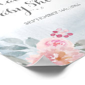 Roze bloemrijke wintersneeuwvlokken welkom poster (Hoek)