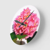 Roze bloemroze bloemroze floraal ronde klok (Hoek)