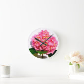 Roze bloemroze bloemroze floraal ronde klok (Huis)