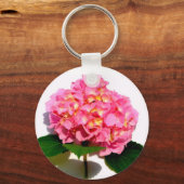 Roze bloemroze bloemroze floraal sleutelhanger (Voorkant)