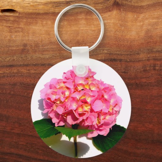 Roze bloemroze bloemroze floraal sleutelhanger (Voorkant)