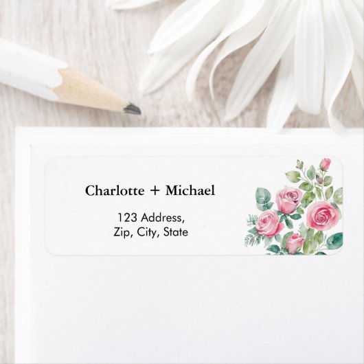 Roze Bloemrozen Etiket (Insitu)