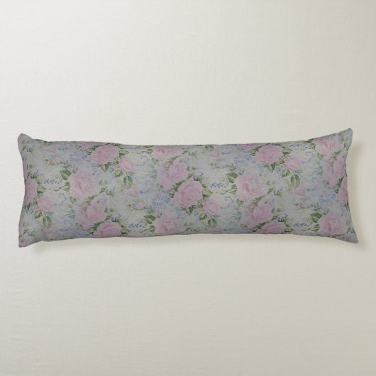 Roze bloemrozen vintage lichaamskussen (Achterkant)