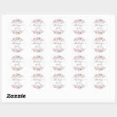 Roze Bloemrozen Waterverf Script Bedankt Ronde Sticker (Vel)