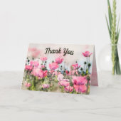 Roze bloemschildering bedankt kaart (Voorkant)