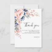 Roze Bloemschrift Babyfeestje Bedankkaart (Voorkant)