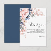 Roze Bloemschrift Babyfeestje Bedankkaart (Voorkant / Achterkant)