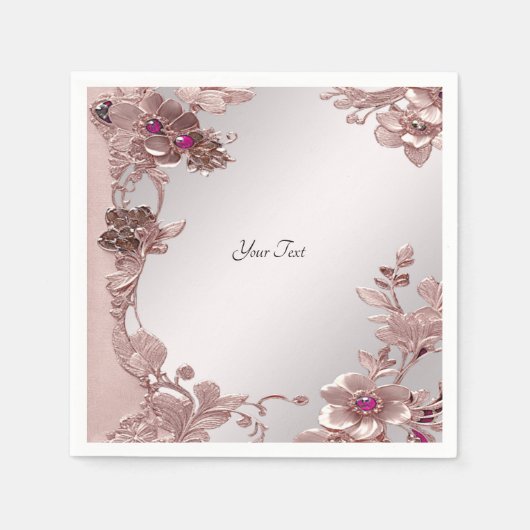 Roze Bloemservetten Servet (Voorkant)
