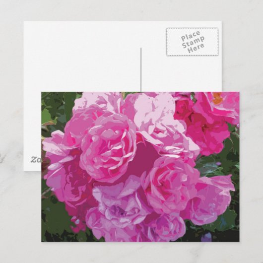 Roze bloemsierkunst briefkaart (Voorkant / Achterkant)