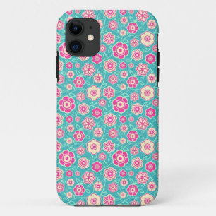 Roze bloemsierpatroon van de bloem, ornament van d iPhone 11 hoesje
