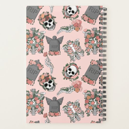 Roze bloemskelet planner (Achterkant)
