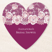 Roze Bloemslinger Bruiloftsshower Kartonnen Onderzetters (Voorkant)