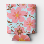 Roze Bloemstemming – Pastel Vibes-Retro bloemen Blikjeskoeler (Achterkant)