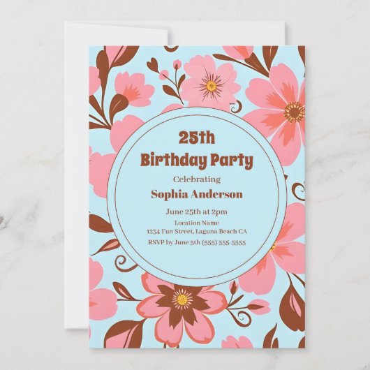 Roze Bloemstemming – Pastel Vibes-Retro bloemen Kaart (Voorkant)